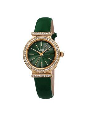 NWT Burgi Green Dial Green Leather Ladies Watch